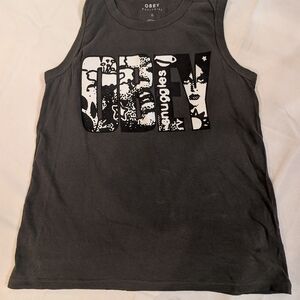 Obey Black Graphic Tank Top Size Small